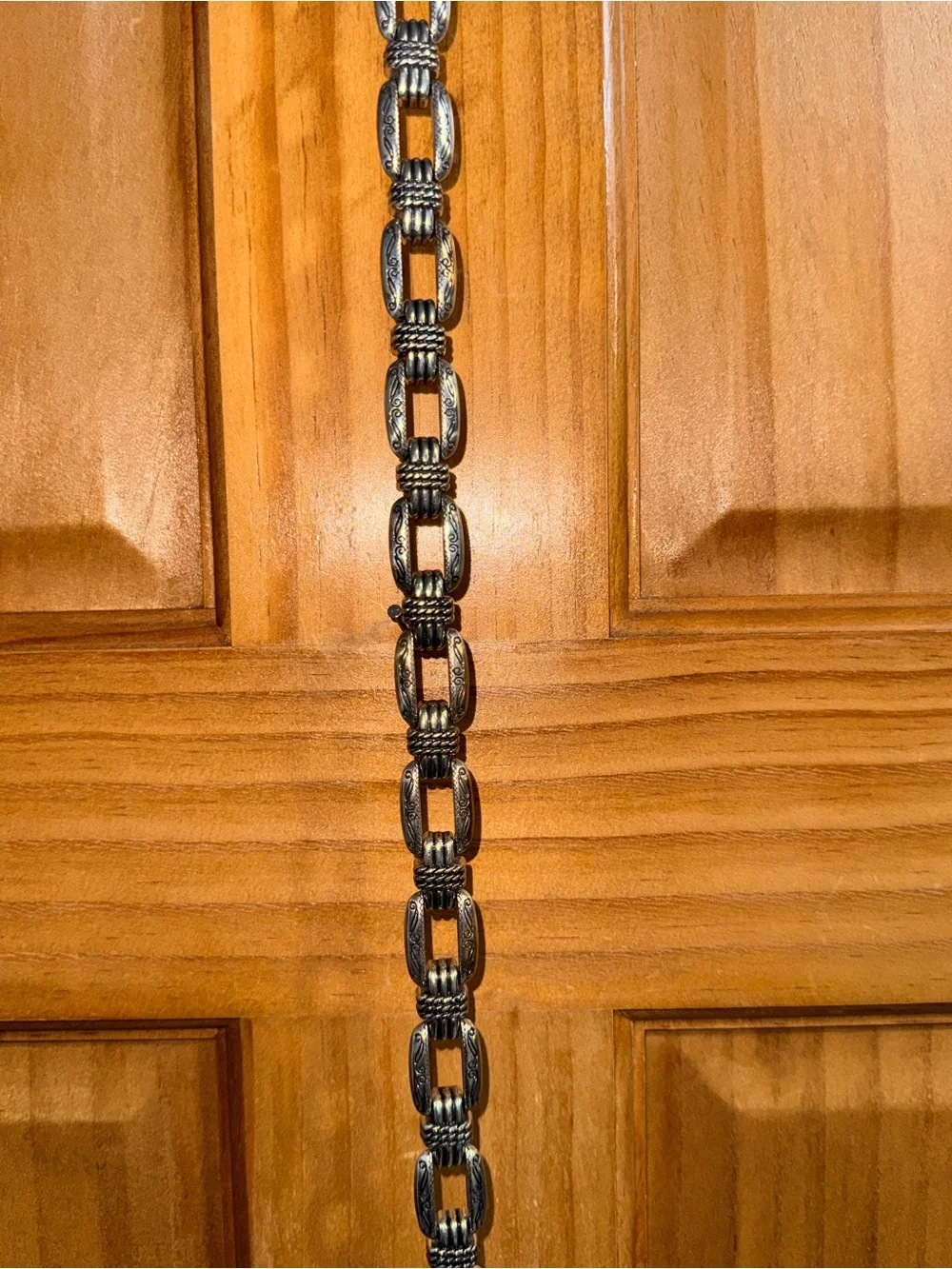 NWT Brighton Women’s Brown Textured Leather Belt with Metal Chain-39.5”-L